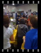 I tried to get a picture of John Barrowman from Torchwood. This was as close as I was going to get. He does love his Ed Hardy clothing. It's also the back of his head. Apologies to fans.